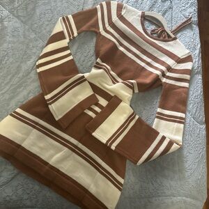Striped Brown and Cream Kids Dress